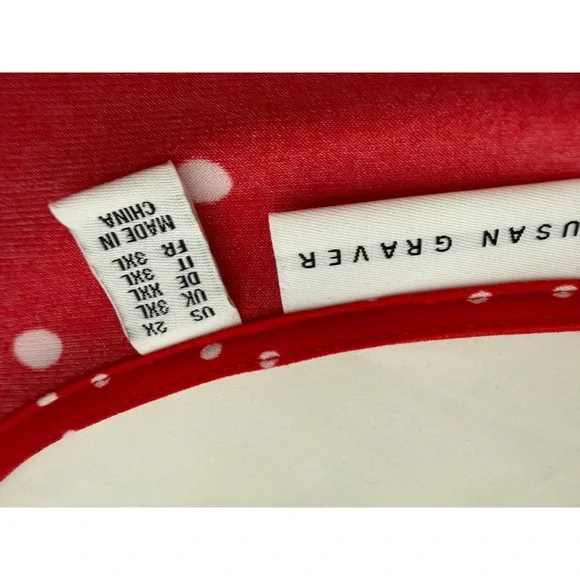 Susan Graver Red Polka Dot Scoop Neck Short Sleeve Top Plus Size 2X Womens - Picture 2 of 4